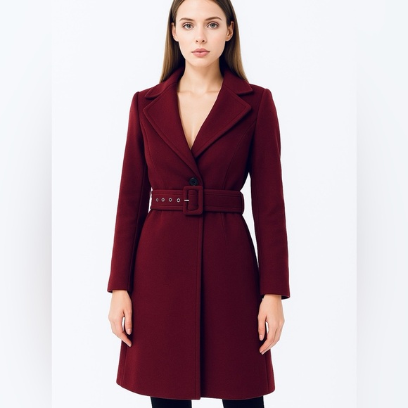 Club Monaco wool blend coat in dark cherry/ burgundy Maroon NWT